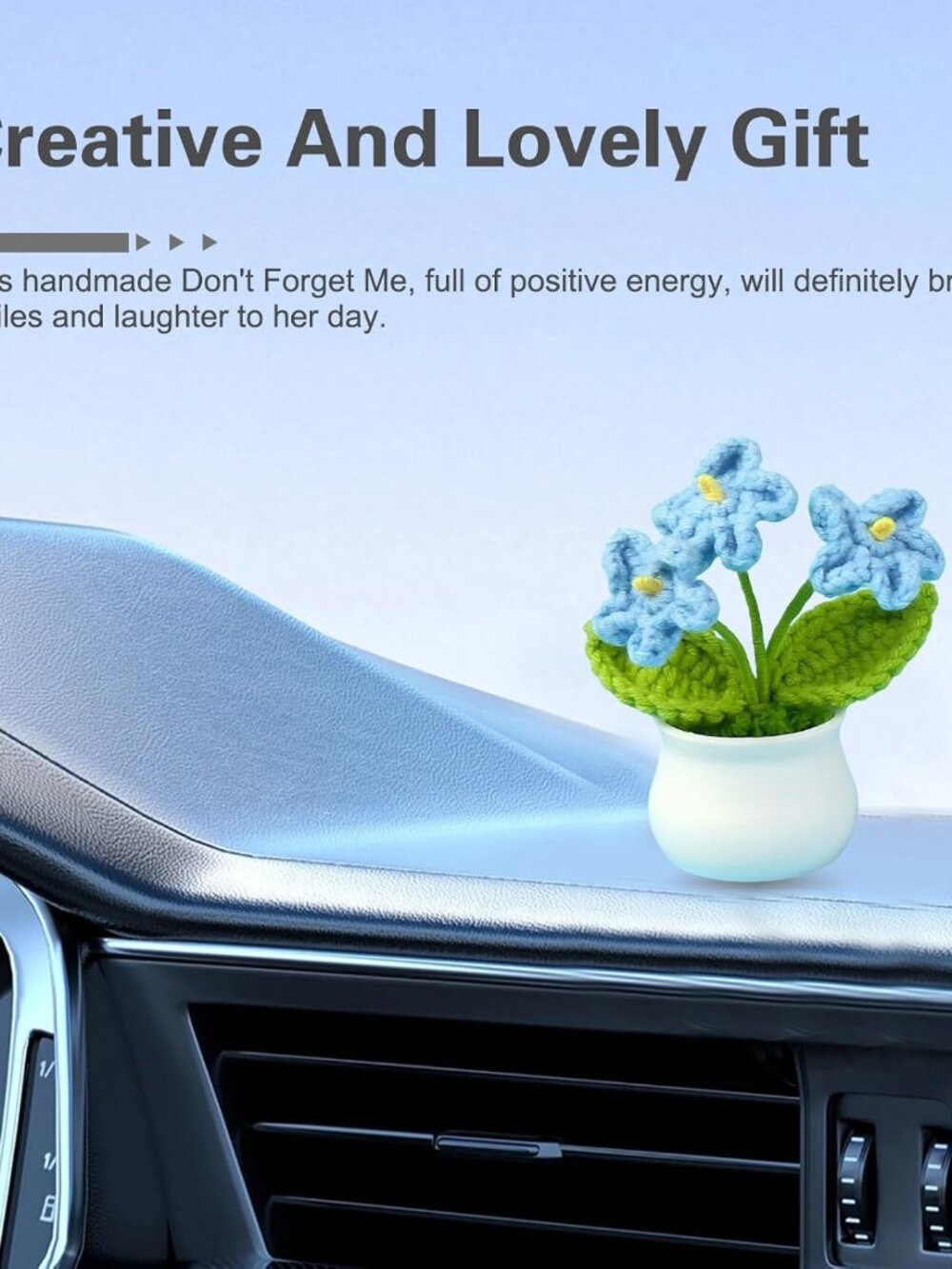 Crochet Flowers, Cute Artifical Flower for Car Dashboard Decor, Mini Handmade Cr - Picture 5 of 7